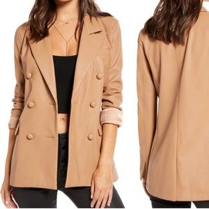 Like New Blank NYC Beige Faux Leather Blazer Size L